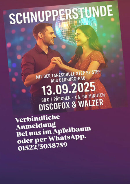 Schnupperstunde Tanzen im Apfelbaum anmelden